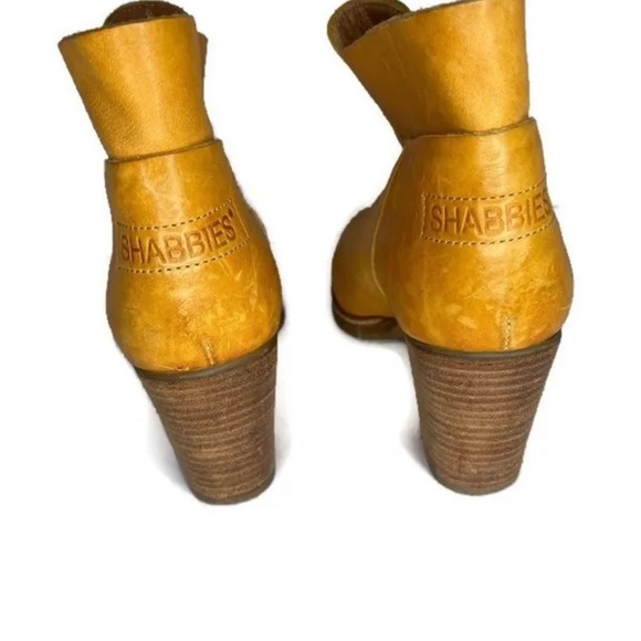 Shabbies Amsterdam Womens 39 US 8.5 Ankle Boots Cognac Tan Booties Leather 3" H - Picture 3 of 12
